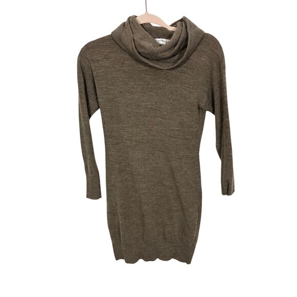 Lagenlook Cowl Neck Wool Sweater Dress Preppy Minimalist Brown Susan Bristol XS - Picture 1 of 3